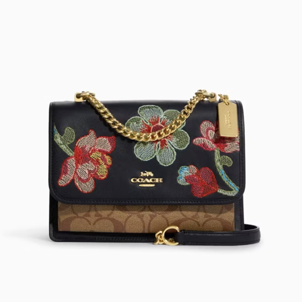 Coach Flower Print Black Shoulder Bag