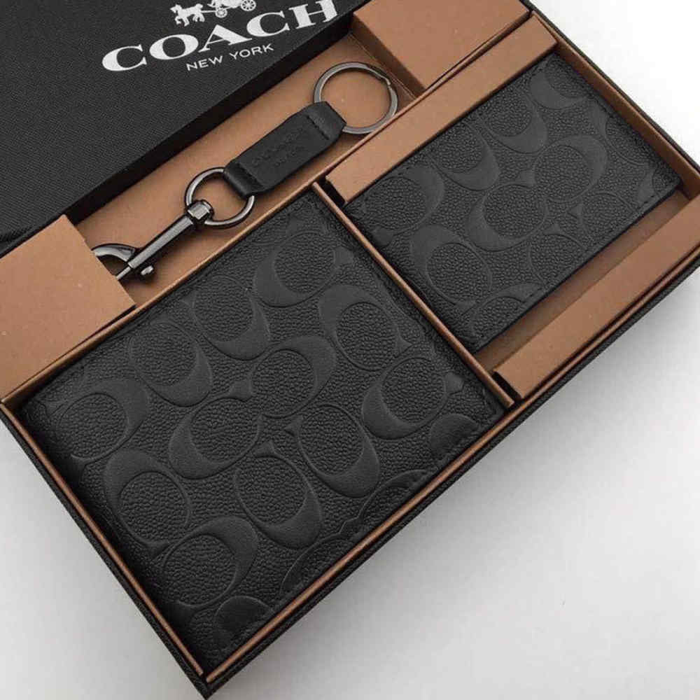 Coach Signature Canvas Black 3-In-1 Wallet
