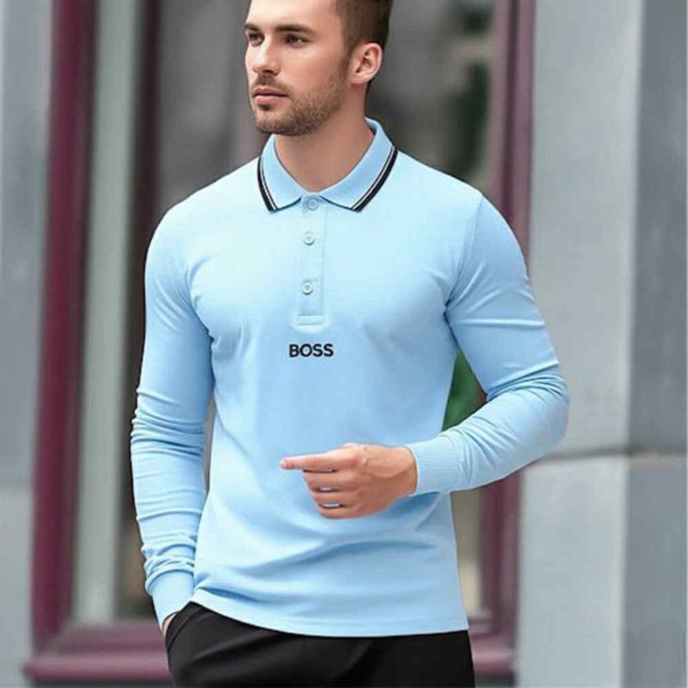 Hugo Boss Sky Blue Premium Quality Full Sleeve Tees