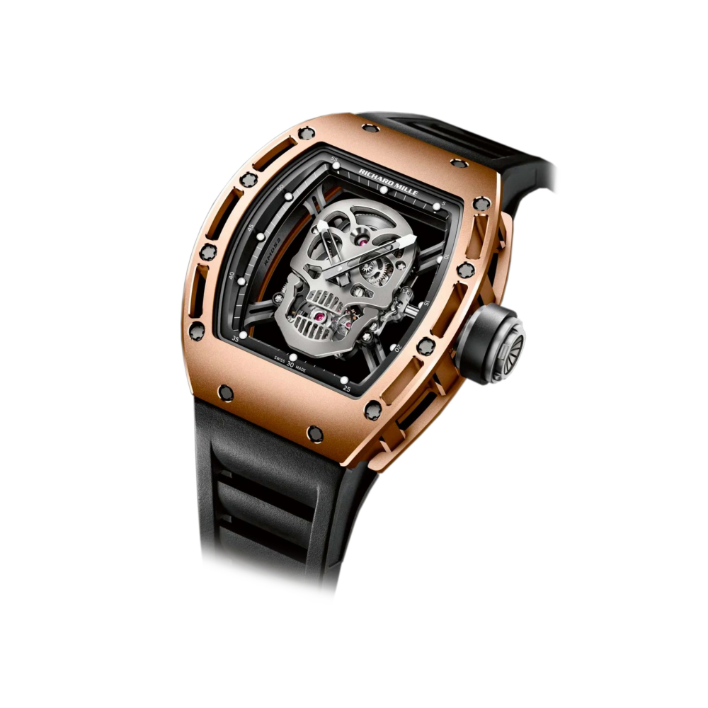 Richard Mille RM 052 Tourbillon Skull Black Strap Mens Watch