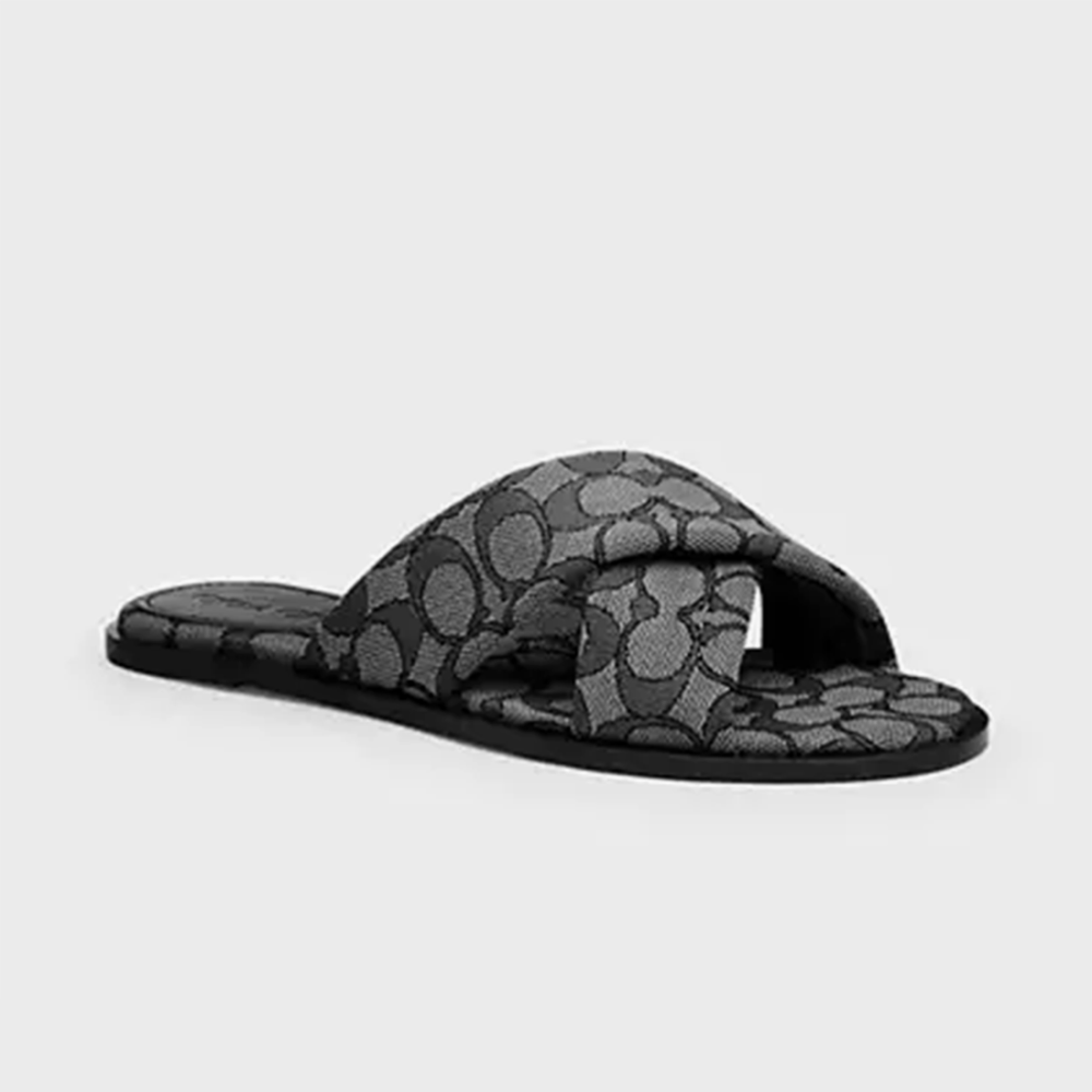 Coach Black Criss Cross Women's Flat Sandal
