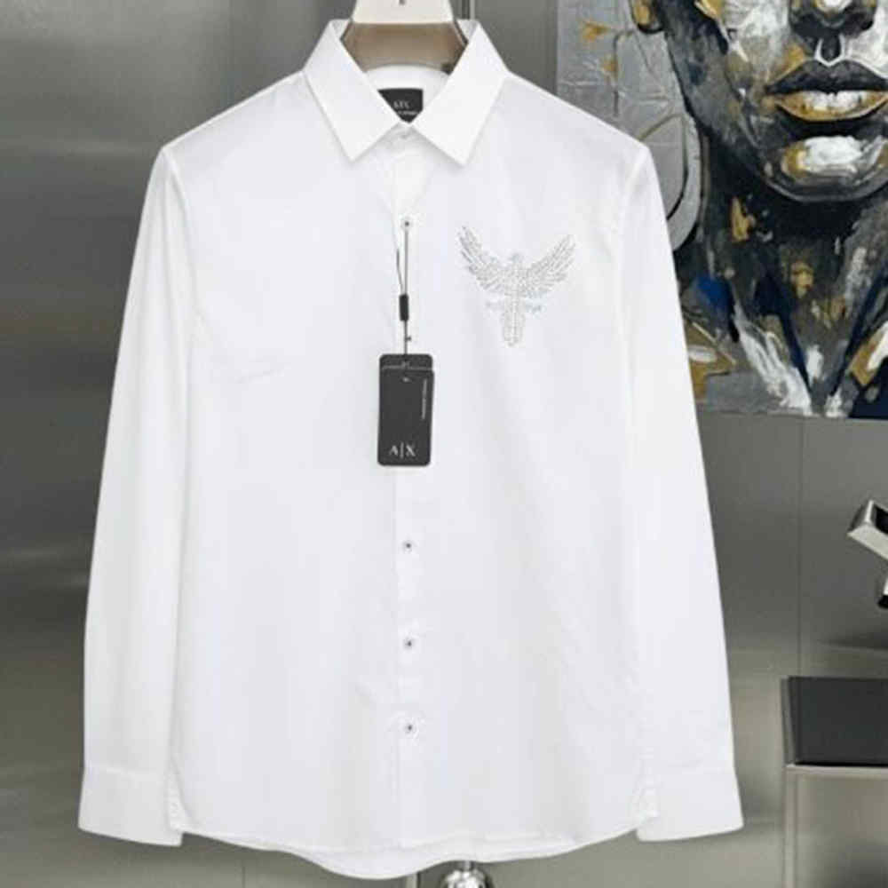 Armani Exchange Eagle Print White Cotton Shirt