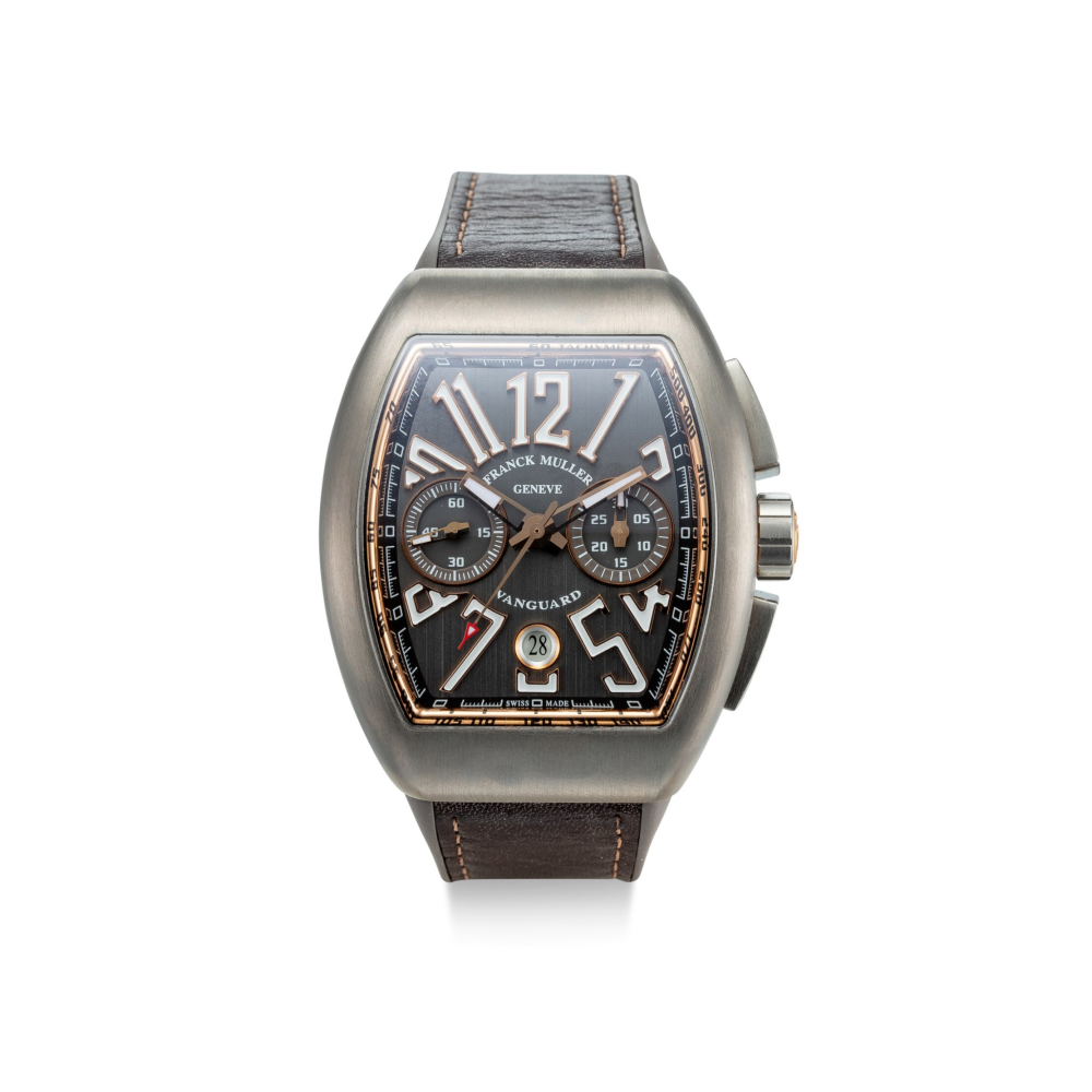 Franck Muller Vanguard Chronograph, Ref V 45 CC DT, Men’s, Titanium, Leather Strap