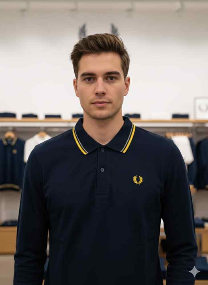 Fred Perry Embroidered logo Dark Blue Premium T-shirt