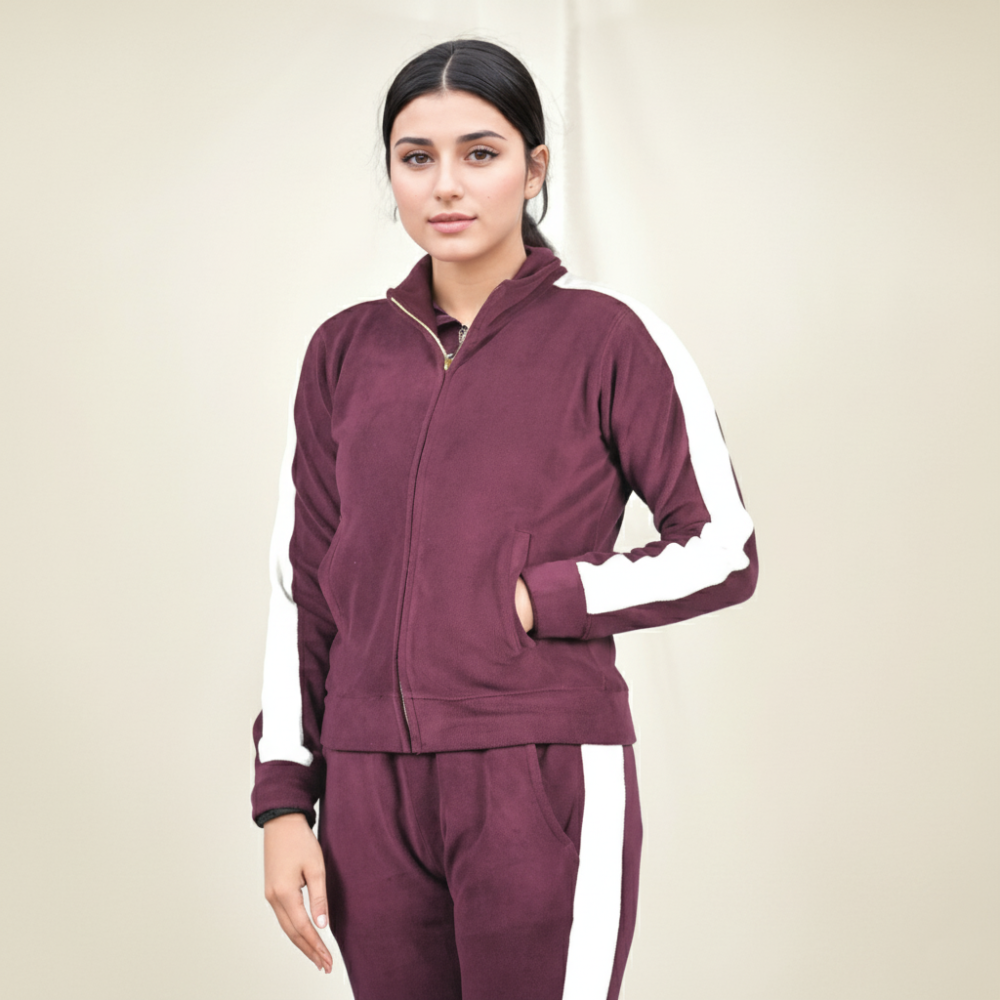 Zara Wine & White Premium Quality Tracksuit