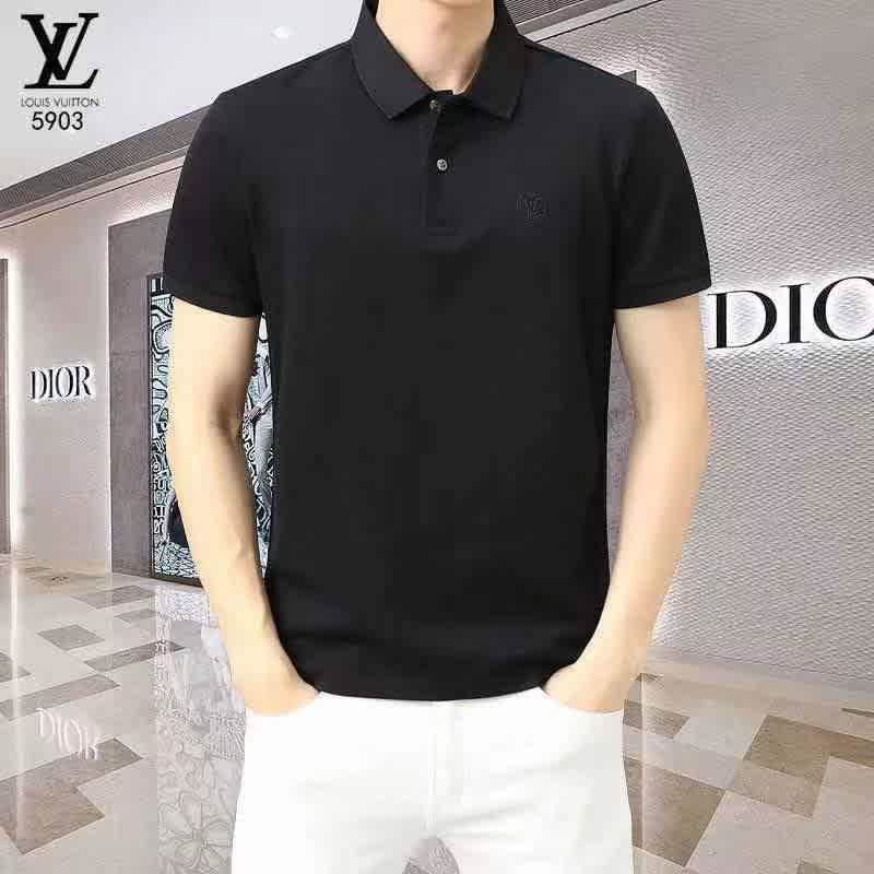 Louis Vuitton Black Embroidery Logo Premium T-shirt