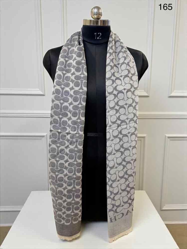 Coach Signature Grey C Border Woollen Stole
