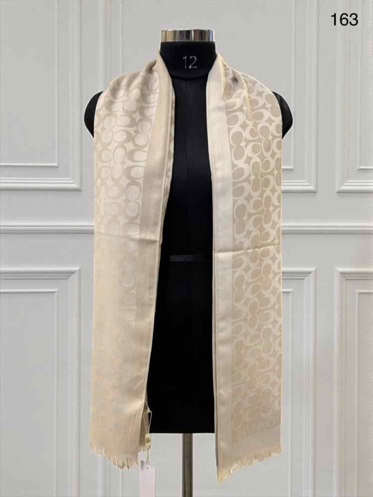 Coach Signature Cream C Border Woollen Stole