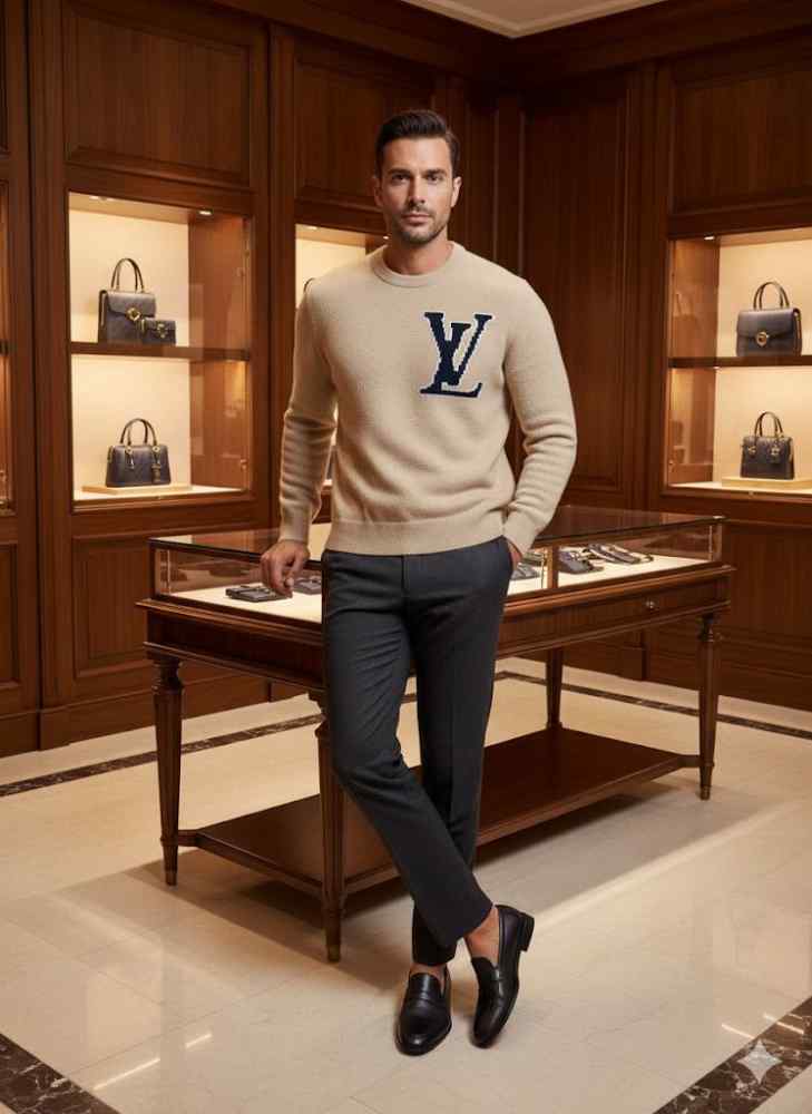 Louis Vuitton Cream Authentic Quality Pullover