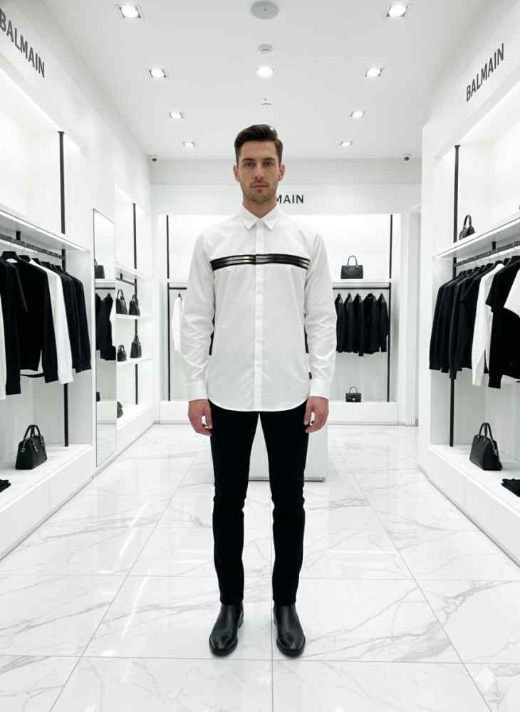Balmain Embroidered White Premium Cotton Shirt