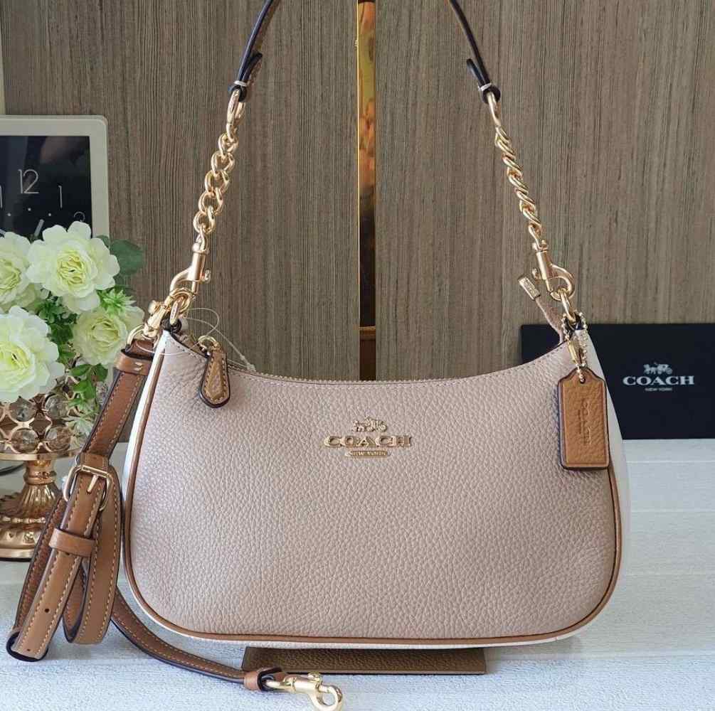 Coach Teri Signature Canvas Beige Shoulder Bag