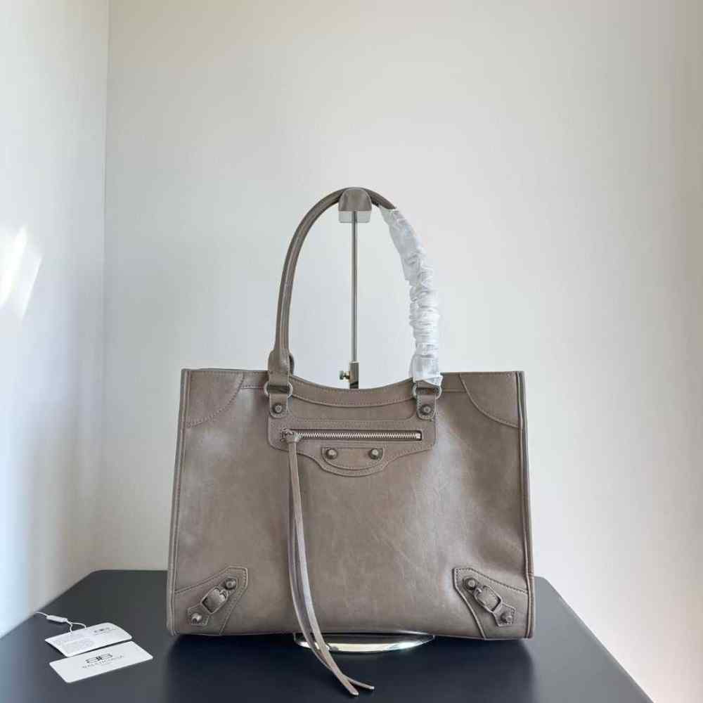 Balenciaga Logo Beige Premium Le City Tote Bag