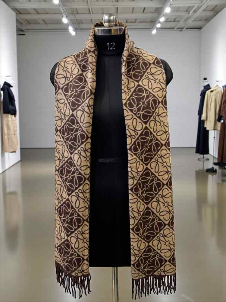 Loewe Anagram Brown Woollen Stole