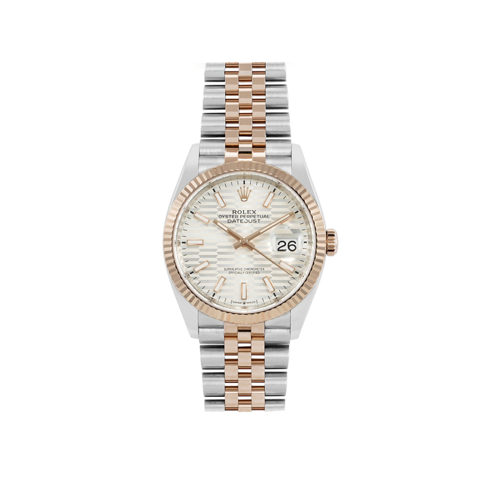 Rolex Datejust Dual Tone Bracelet Everose Rolesor Silver Dial Watch 126231