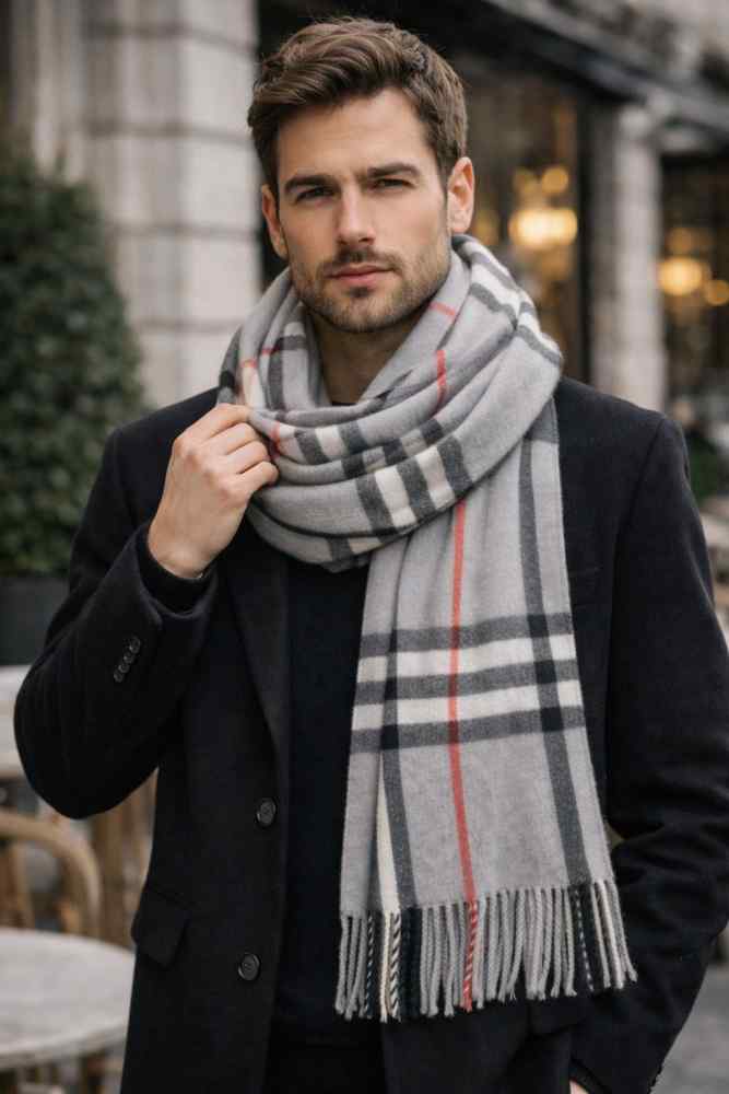 Burberry Check Cashmere Grey Stole