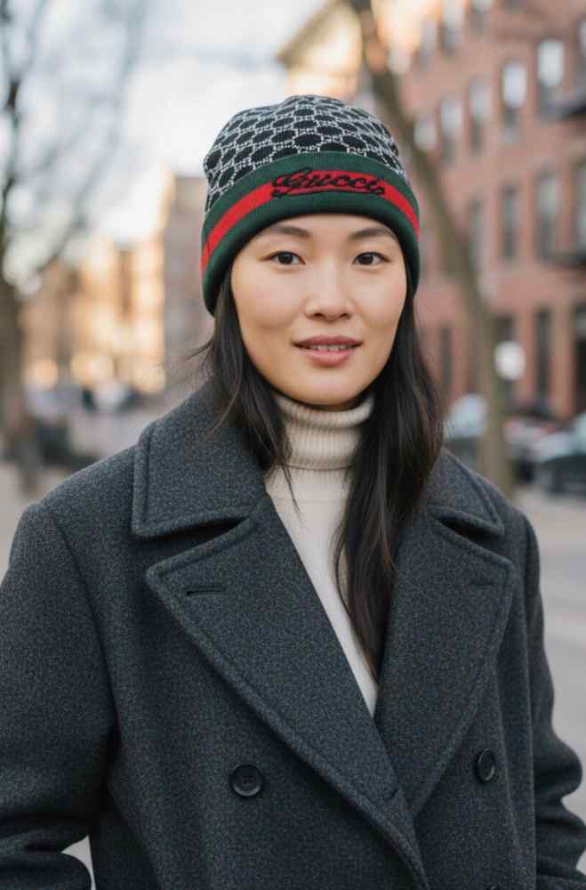 Gucci Monogram Black Premium Edition Cashmere Beanie