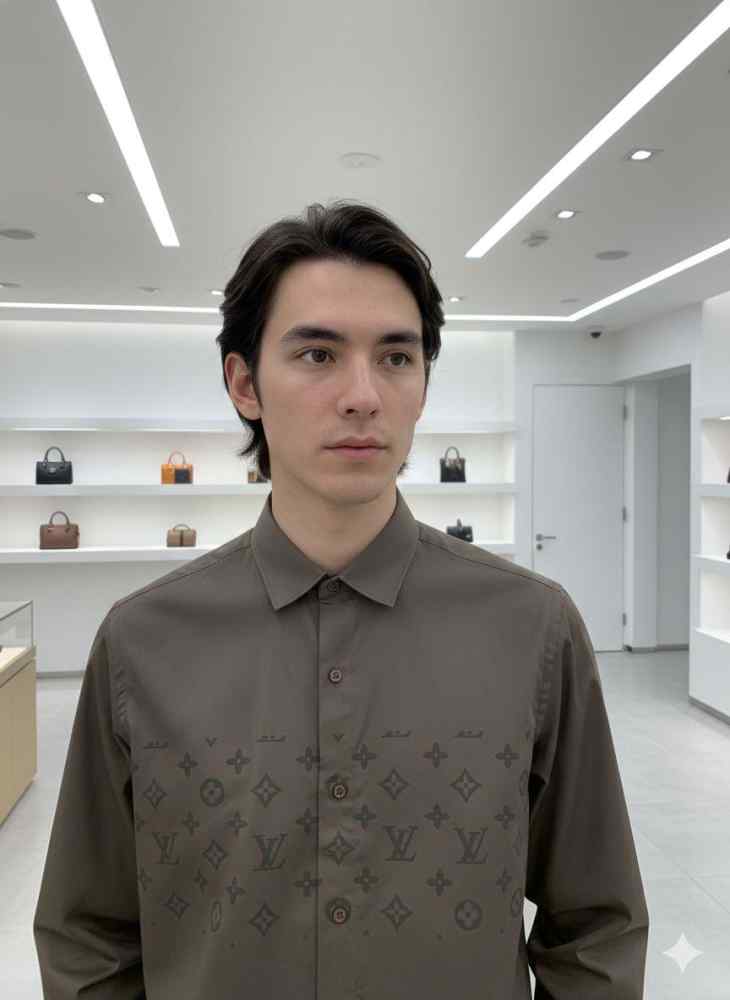 Louis Vuitton Monogram Dark grey Premium Cotton Shirt