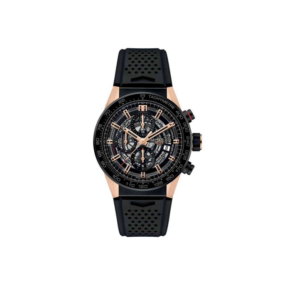 TAG Heuer Carrera Calibre Heuer 01 Rose Gold & Black Dial Watch CAR205A.FT6087