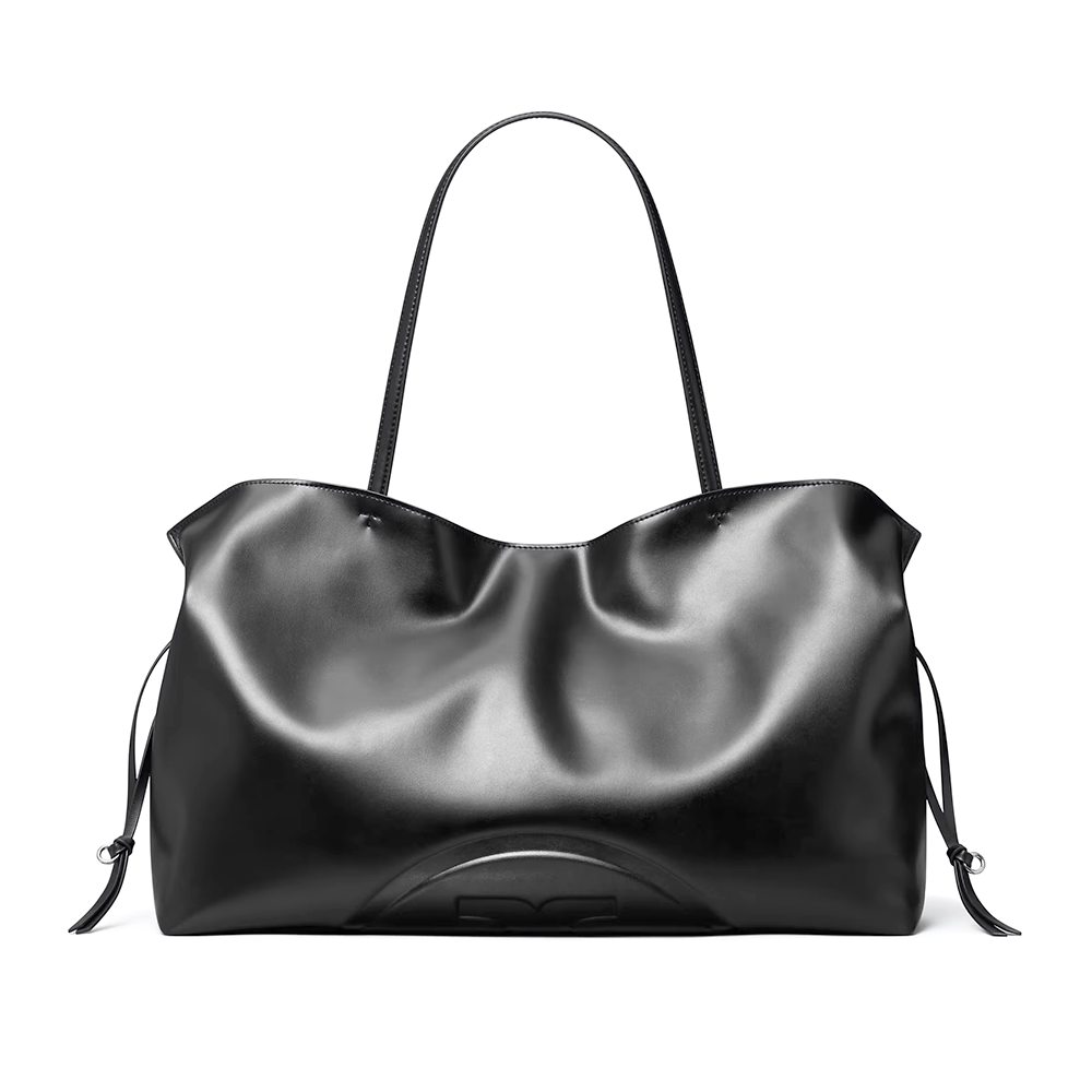 Tory Burch Ella natuura Leatherite Black Tote Bag