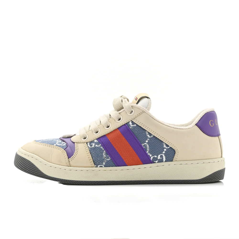 Gucci White Screener GG Sneakers