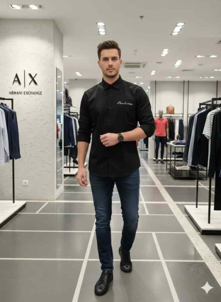 Armani Exchange Black Premium Quality Cotton Shirt