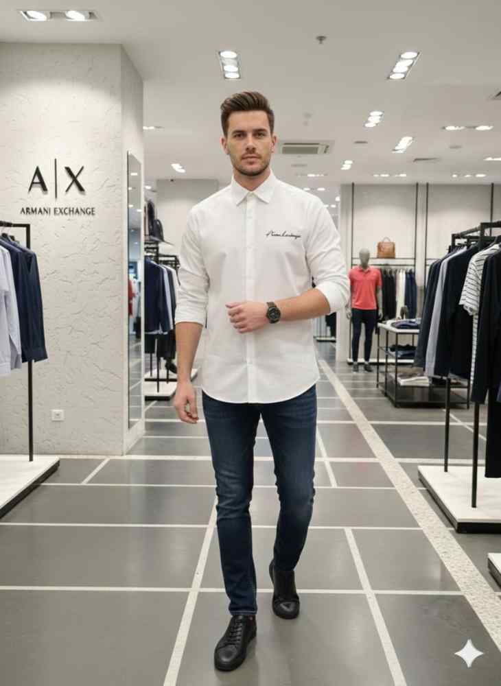 Armani Exchange White Premium Quality Cotton Shirt
