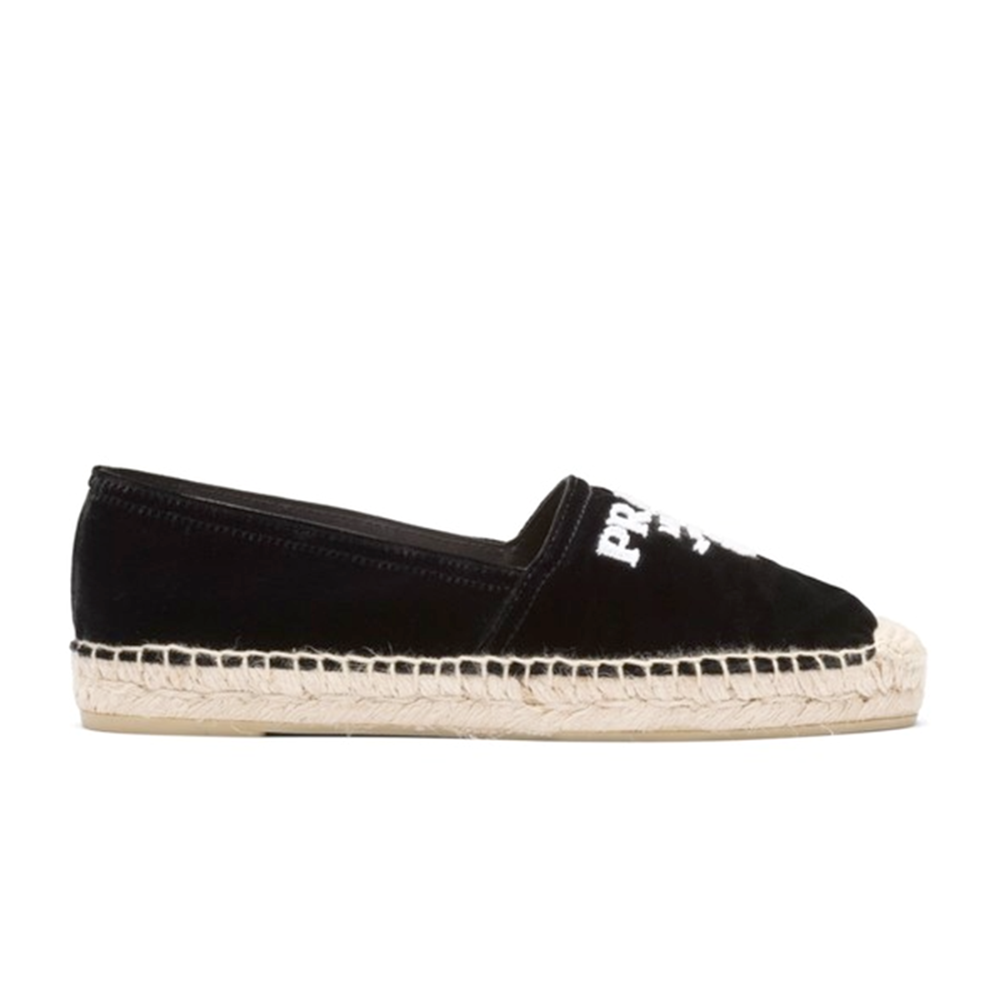 Prada Velvet Black Straw Shoes