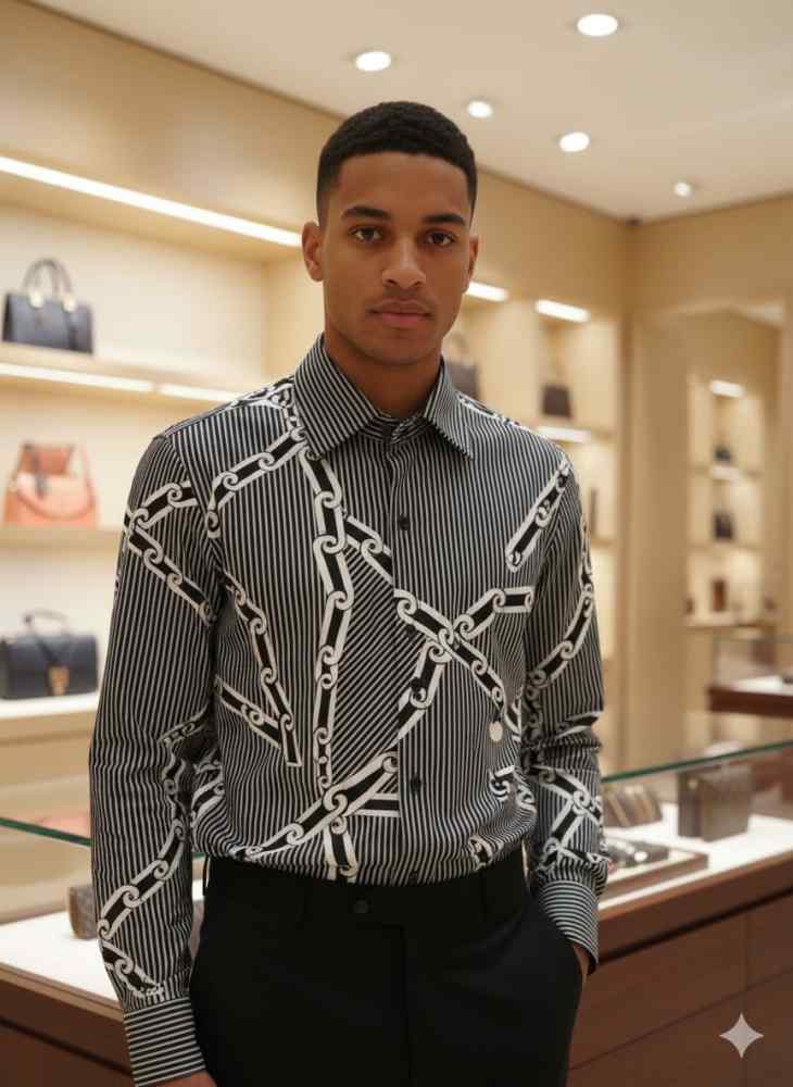 Louis Vuitton Monogram Black Premium Cotton Shirt