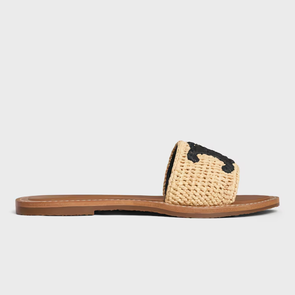 Celine Lympia Black Logo Premium Quality Flat Sandal