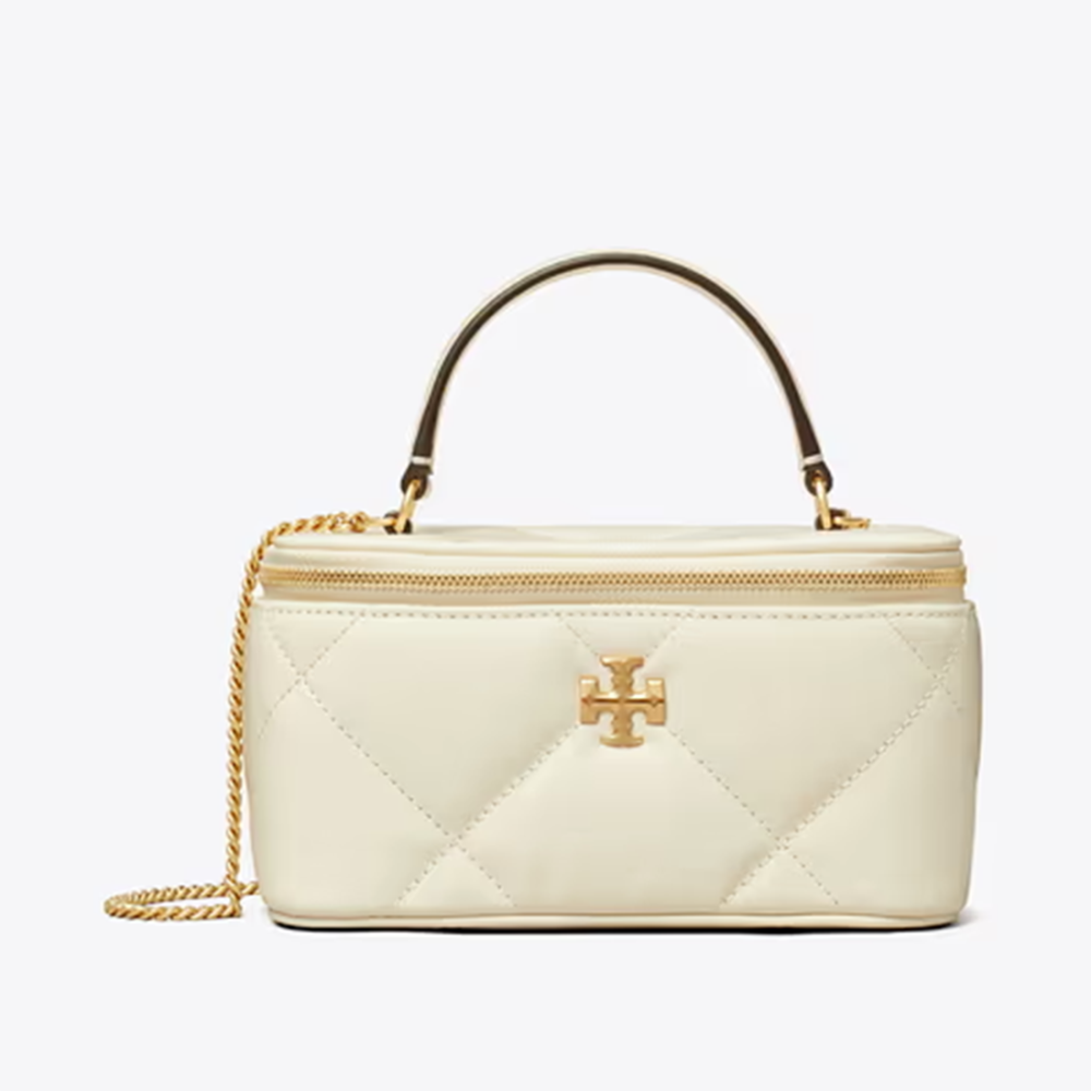 Tory Burch Diamond Kira White Quilted Vanity Handbag