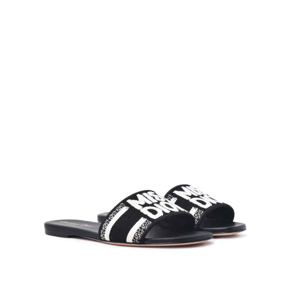 Miss Dior Black Premium Quality Women's Flat Sandals