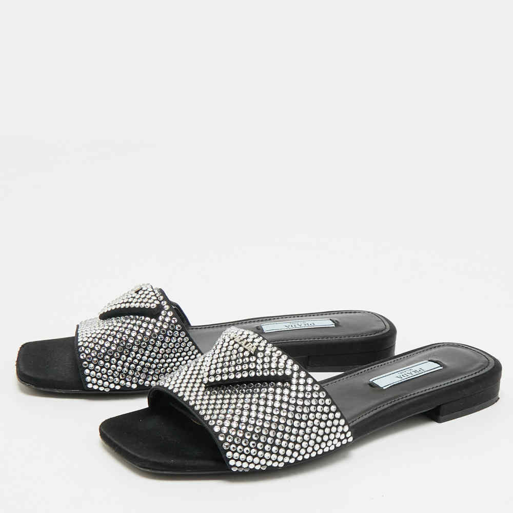 Prada Black & White Premium Quality Women's Flat Sandals
