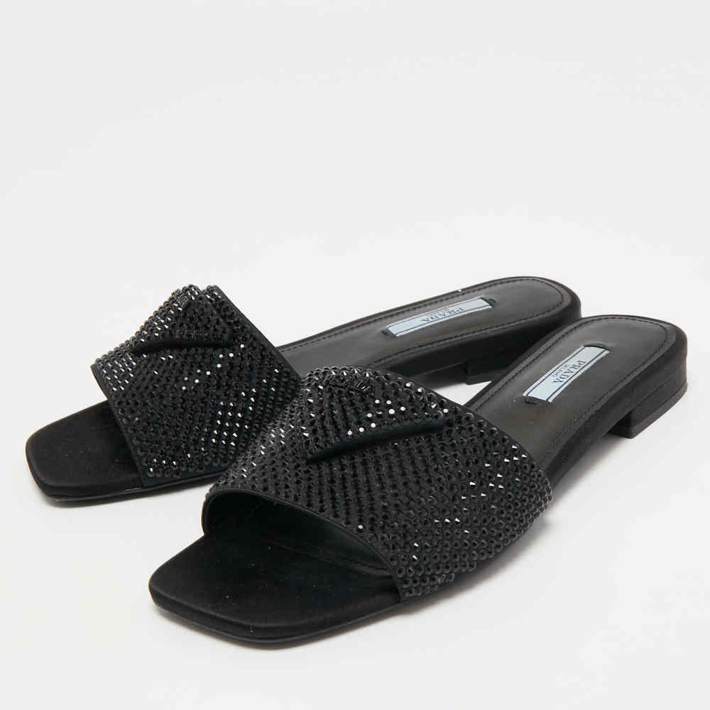 Prada Black Premium Quality Women's Flat Sandals