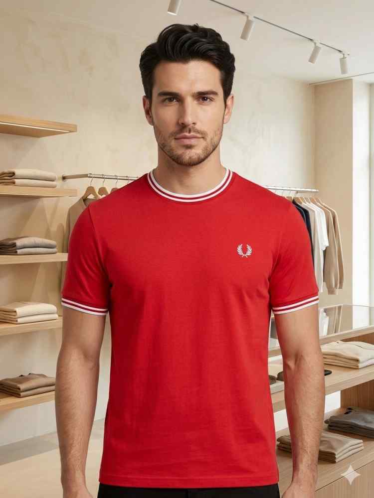 Fred Perry Embroidered logo Red Premium T-shirt