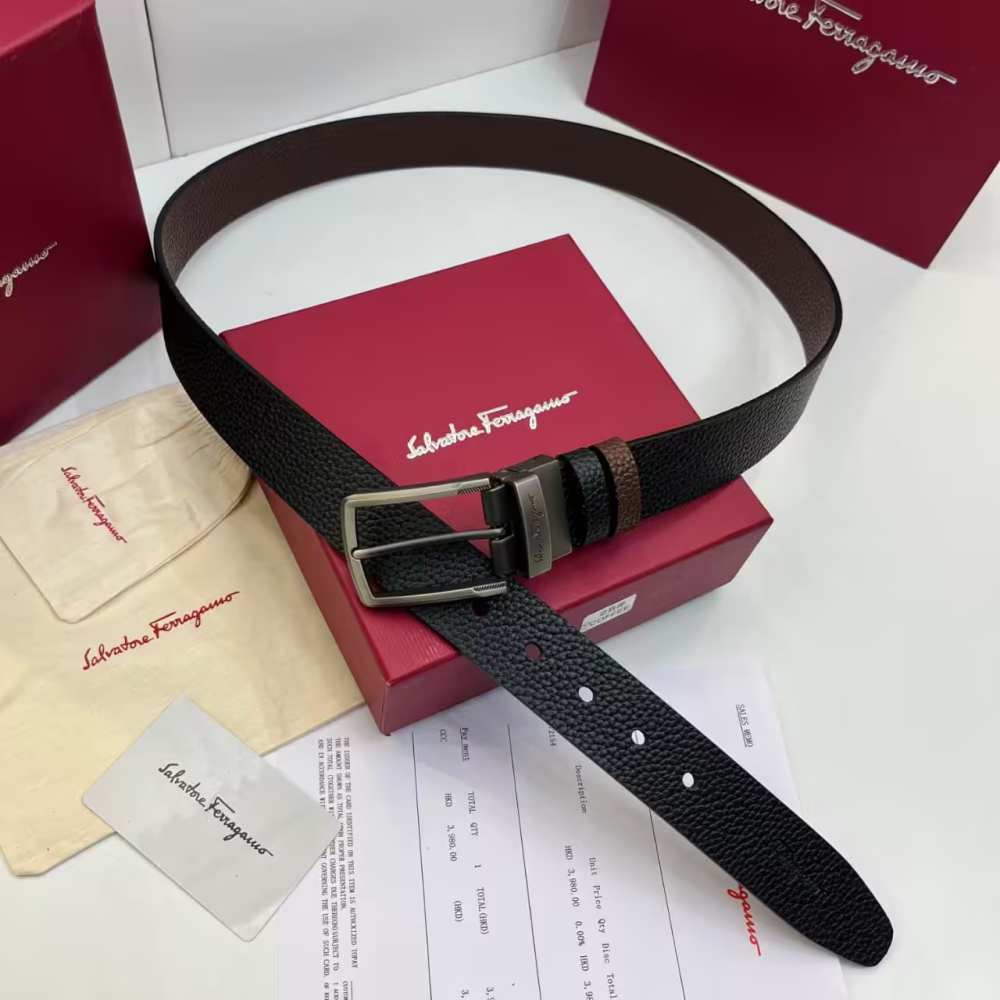Ferragamo Adjustable Black Gancini Belt