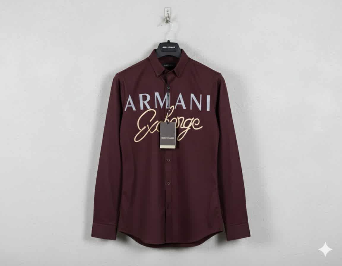 Armani Exchange Wine Premium Quality Cotton Shirt