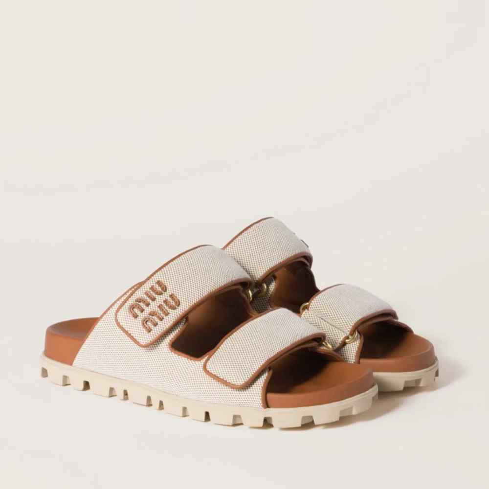 Miu Miu Beige Brandly Premium Quality Flat Slides