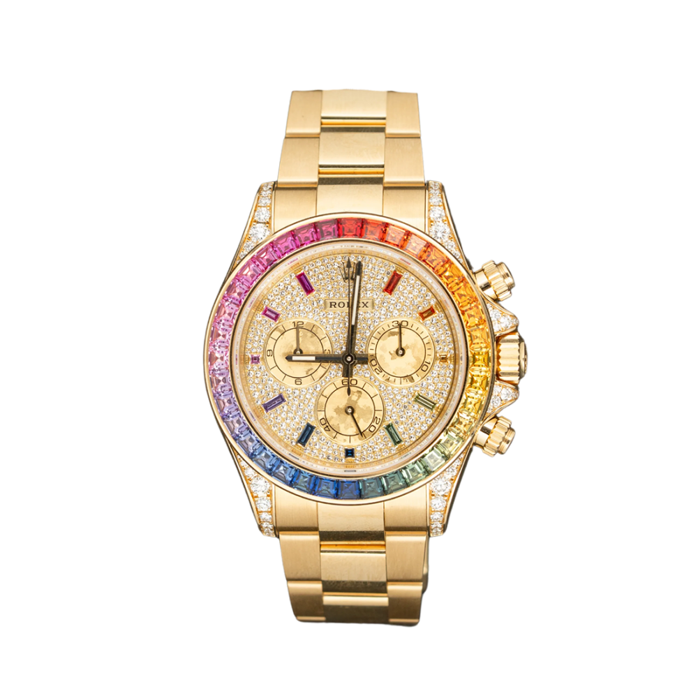 Rolex Daytona 126598RBOW 18k Yellow Gold Diamond Dial Rainbow Pave Dial Watch