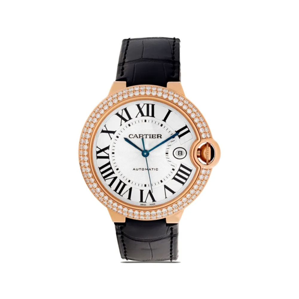 Cartier Ballon Bleu de White Dail Black Strap Watch WJBB0031