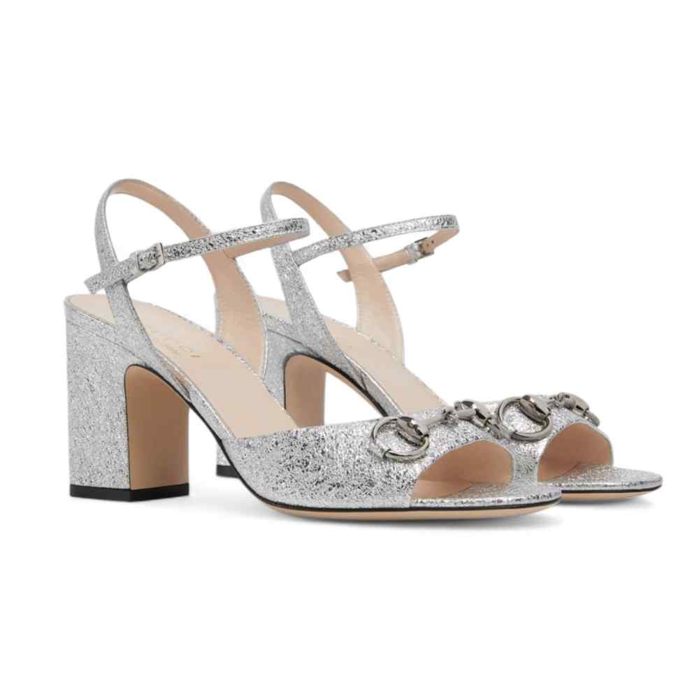 Gucci Silver Premium Quality Heel Sandals