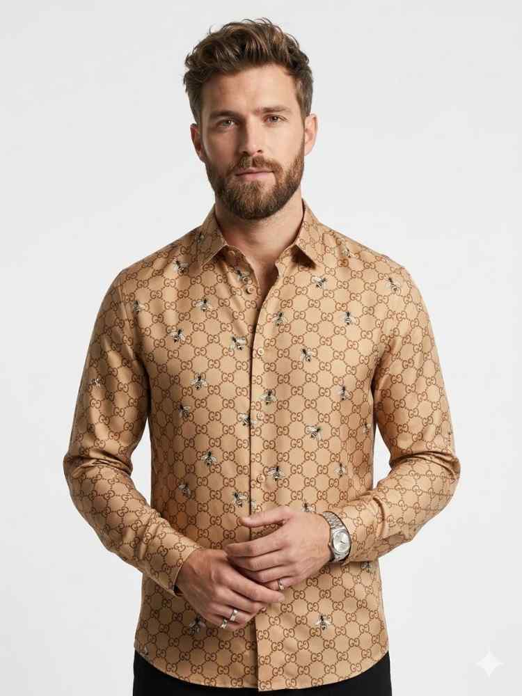 Gucci Brown Premium Quality Cotton Shirt