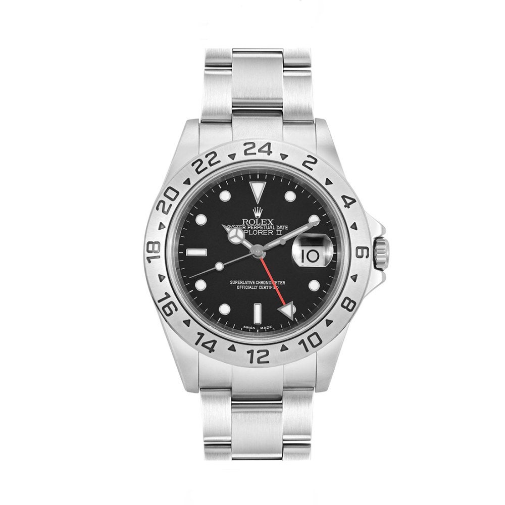 Rolex Explorer II Black Dial GMT Stainless Steel Watch 16570T