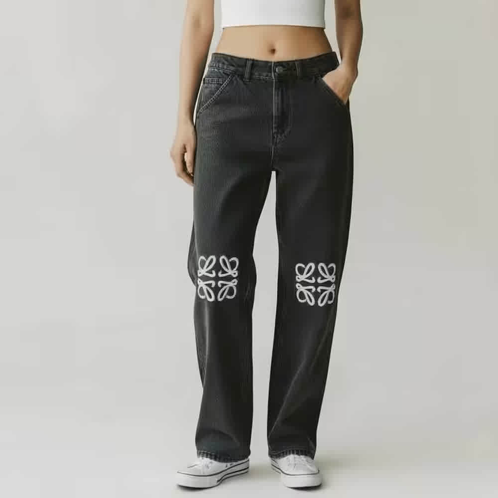 Loewe Anagram Black Baggy Jeans