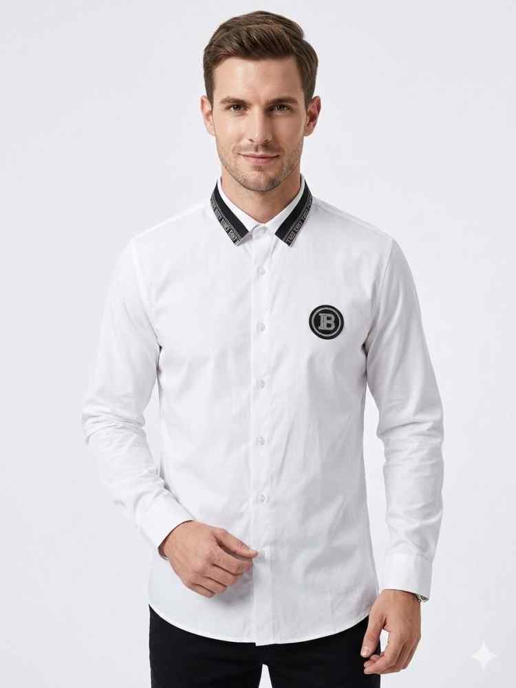 Balmain Embroidered White Premium Cotton Shirt