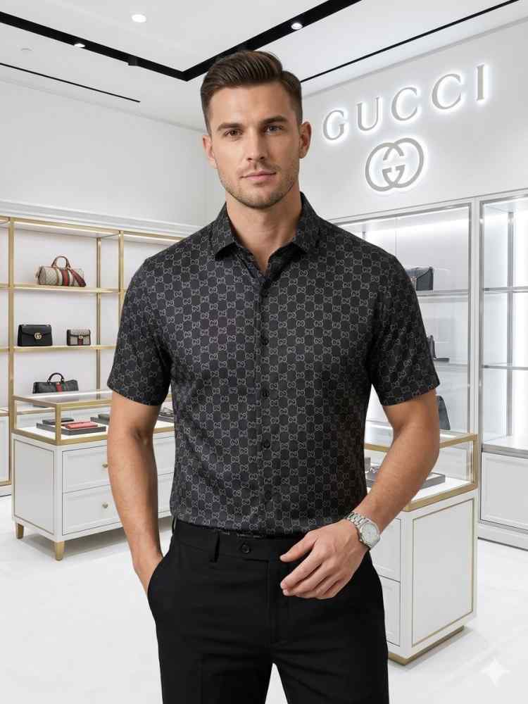 Gucci Black Premium Quality Short Sleeve Shirt