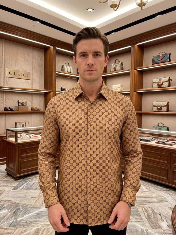 Gucci Brown Premium Quality Cotton Shirt