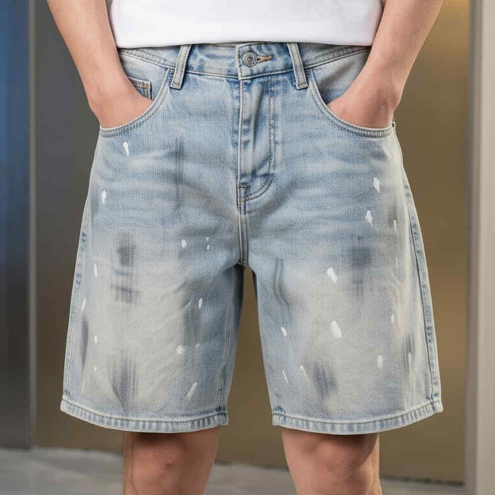 Tide Streetwear High Street Light Blue Painted Short