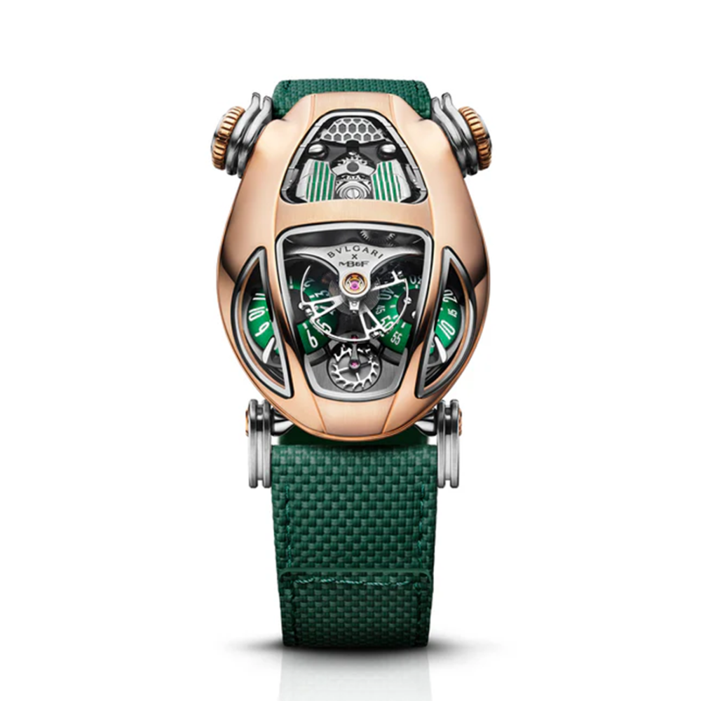 MB&F x Bvlgari Serpenti Limited Edition 18k Rose Gold Green Strap Watch 104057