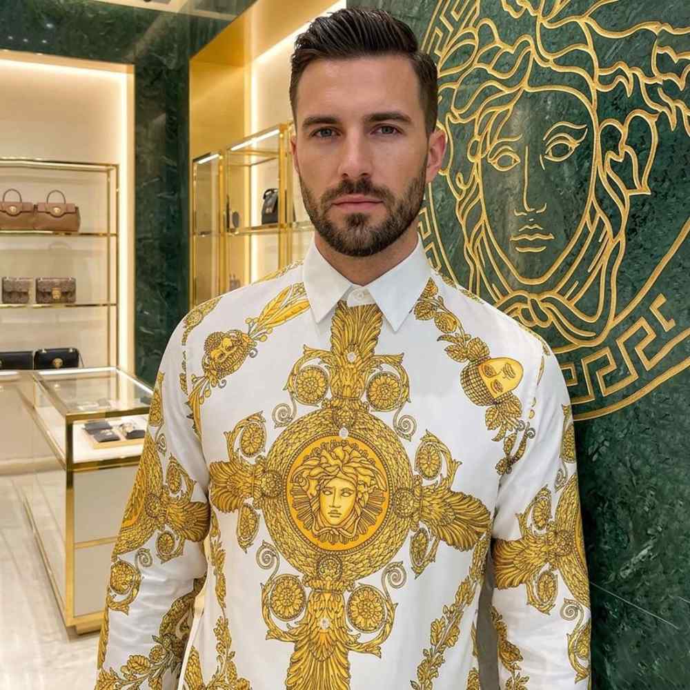 Versace Men's La Coupe des Dieux Silk Golden Twill Shirt
