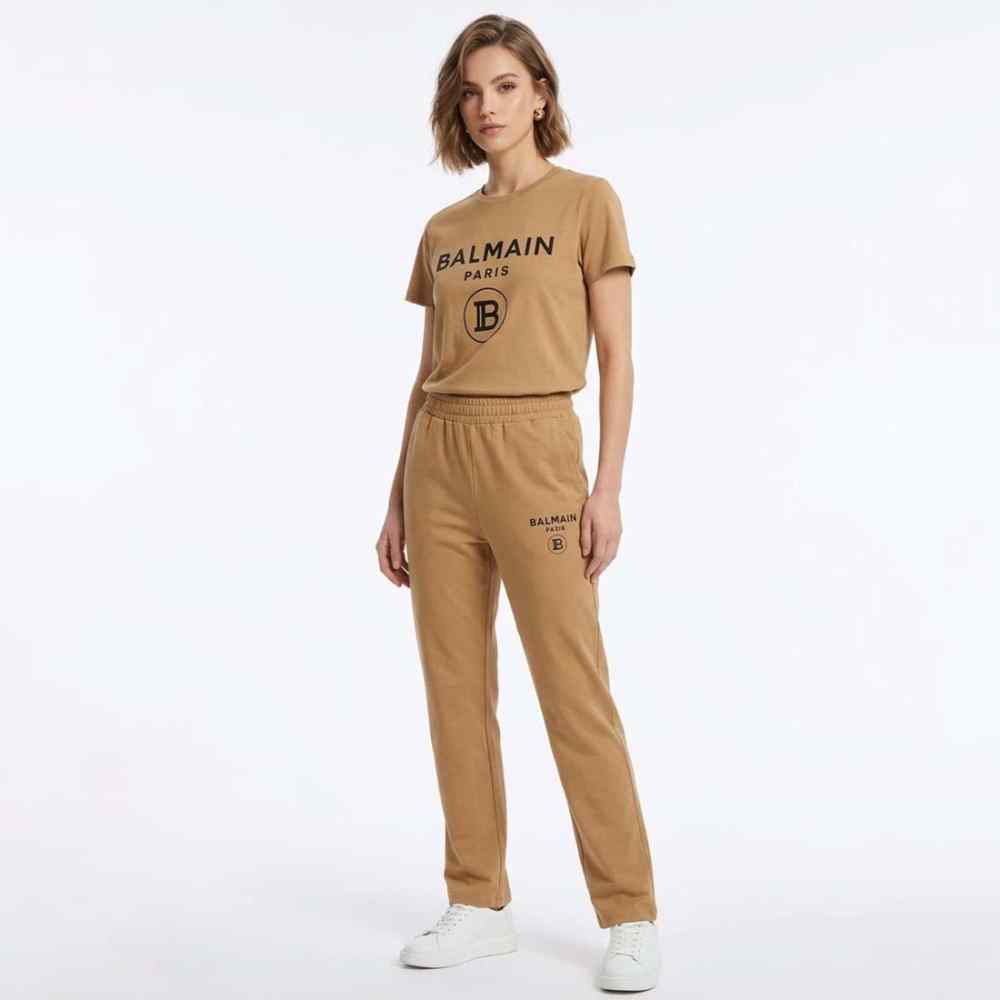 Balmain Paris Logo Brown Premium Quality Co-ord Set